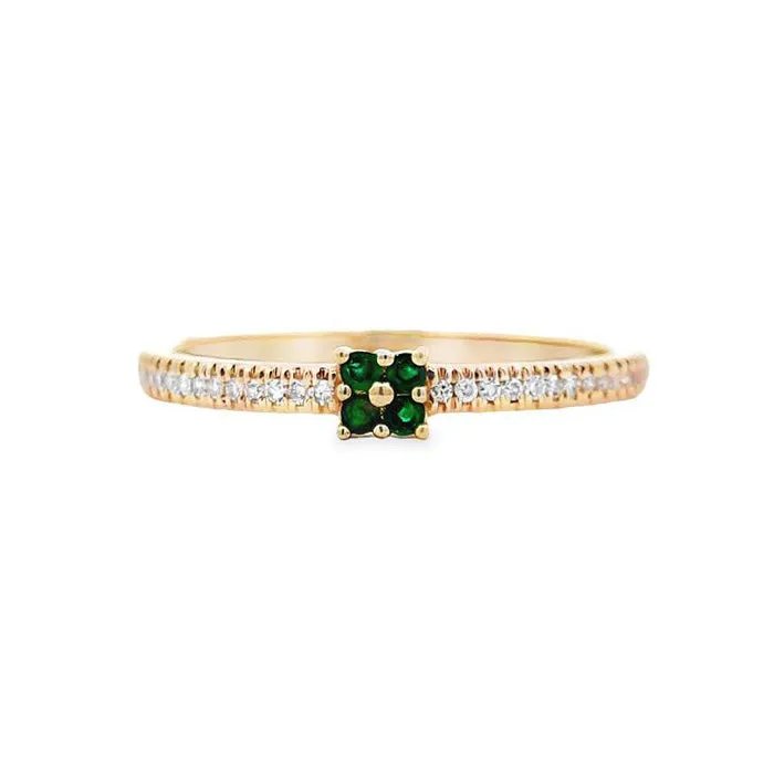 Mountz Collection Emerald Accent Pav Ring in 14K Yellow Gold