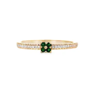 Mountz Collection Emerald Accent Pav Ring in 14K Yellow Gold