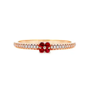 Mountz Collection Ruby Accent Pav Ring in 14K Yellow Gold