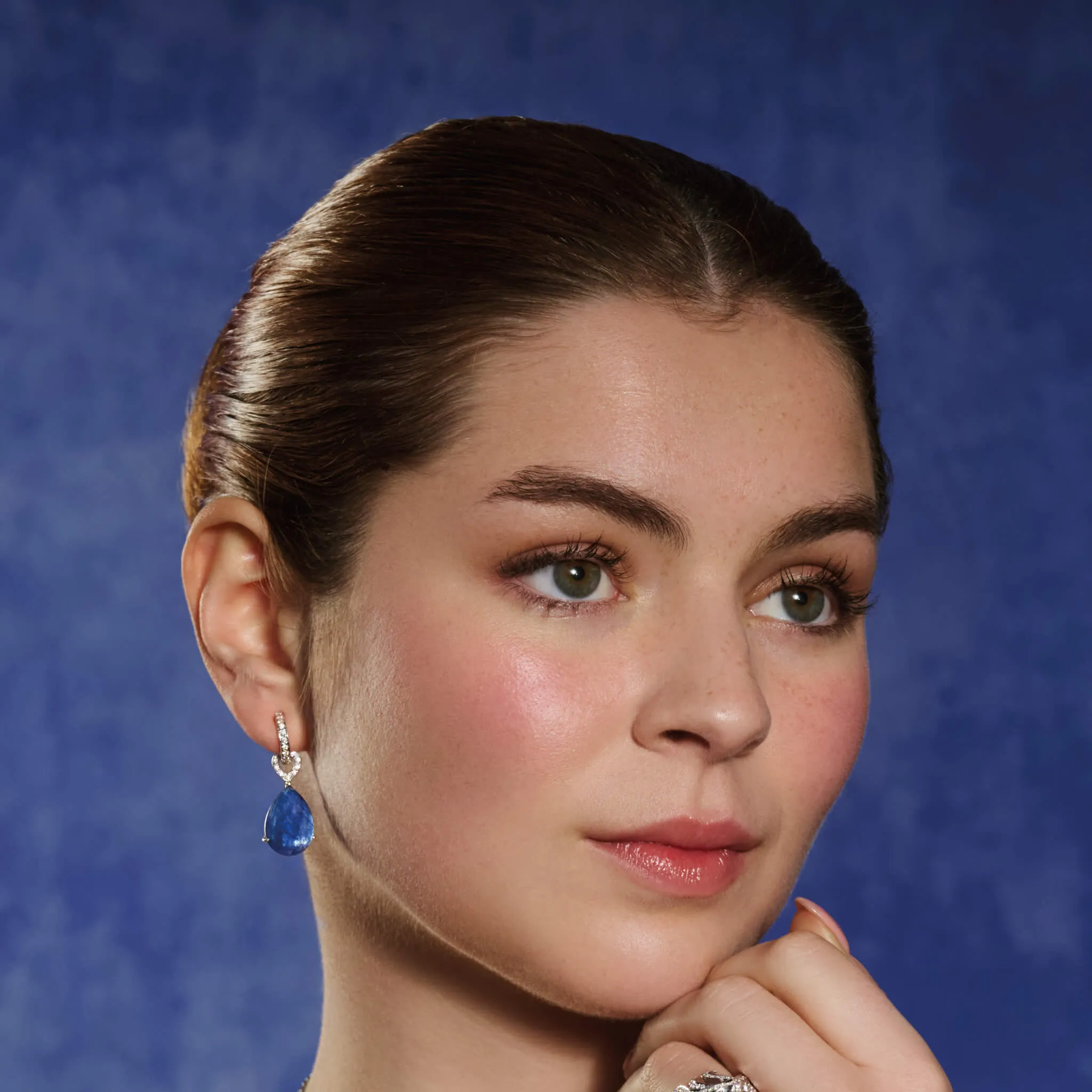 Octavia Earring Drops 18ct White Gold - Blue Kyanite & Diamond