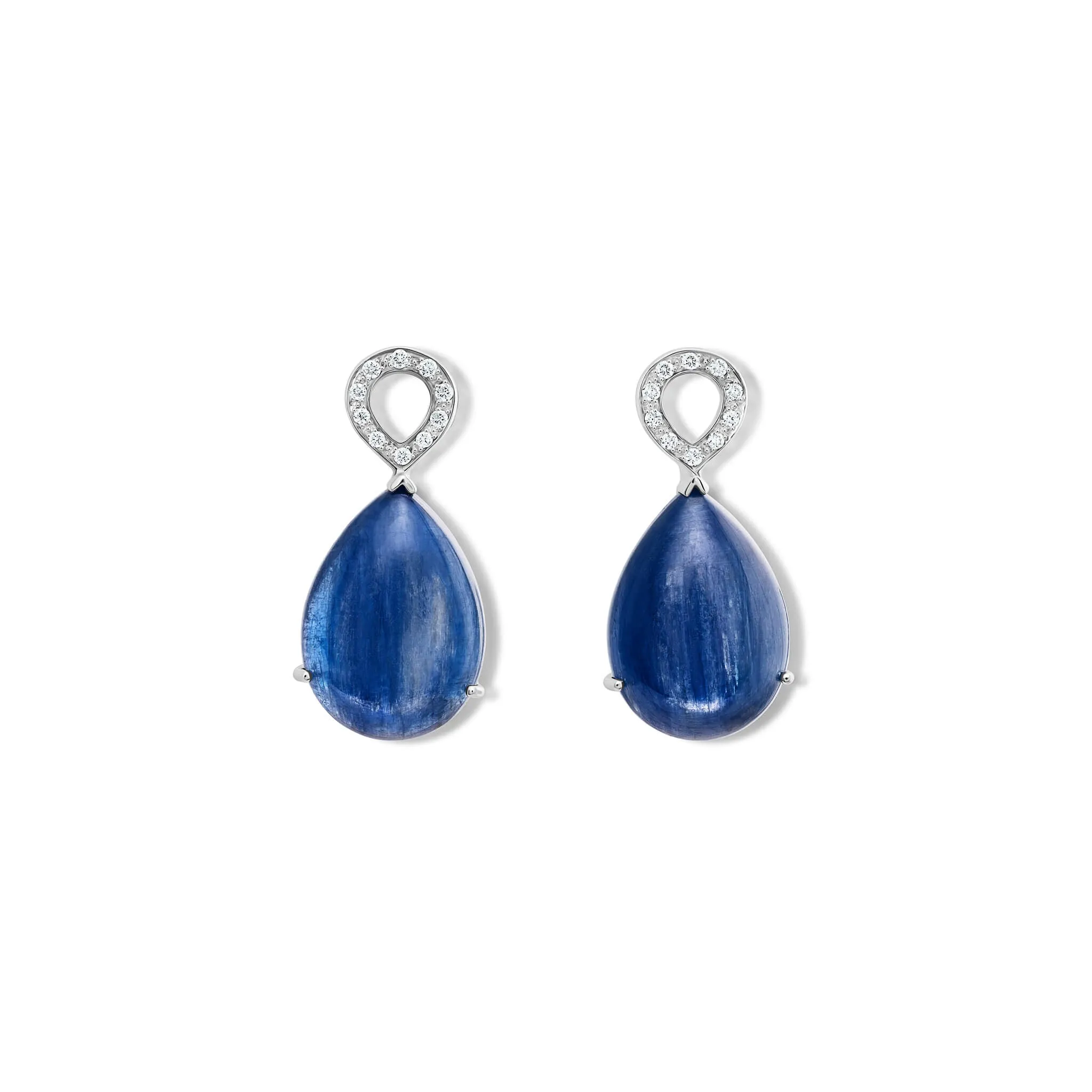 Octavia Earring Drops 18ct White Gold - Blue Kyanite & Diamond
