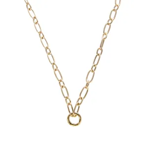 One-Station Charm Holder Mixed Oval Link Necklace