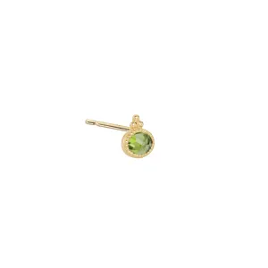 Oval Precious Stud Green Tourmaline - 18k Gold -Sold by piece