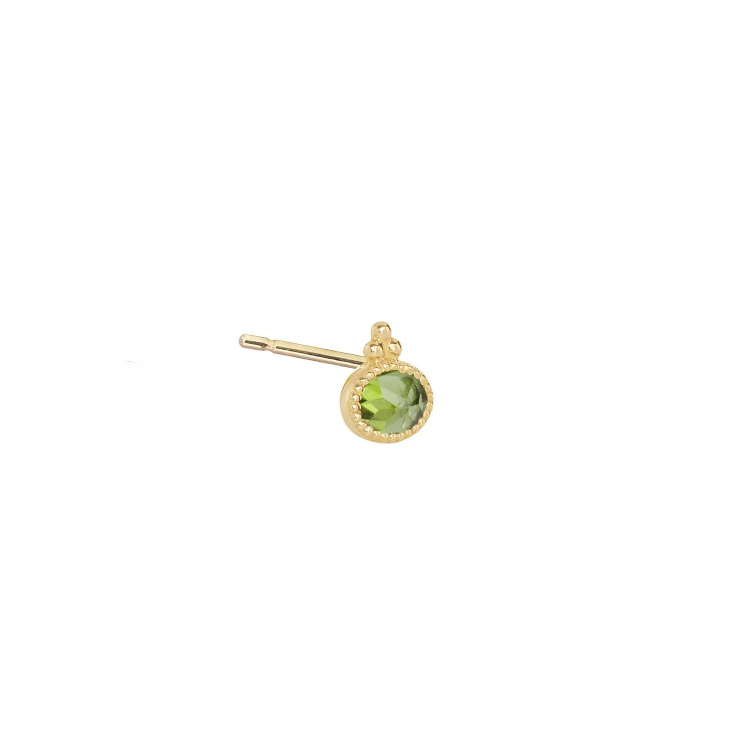Oval Precious Stud Green Tourmaline - 18k Gold -Sold by piece