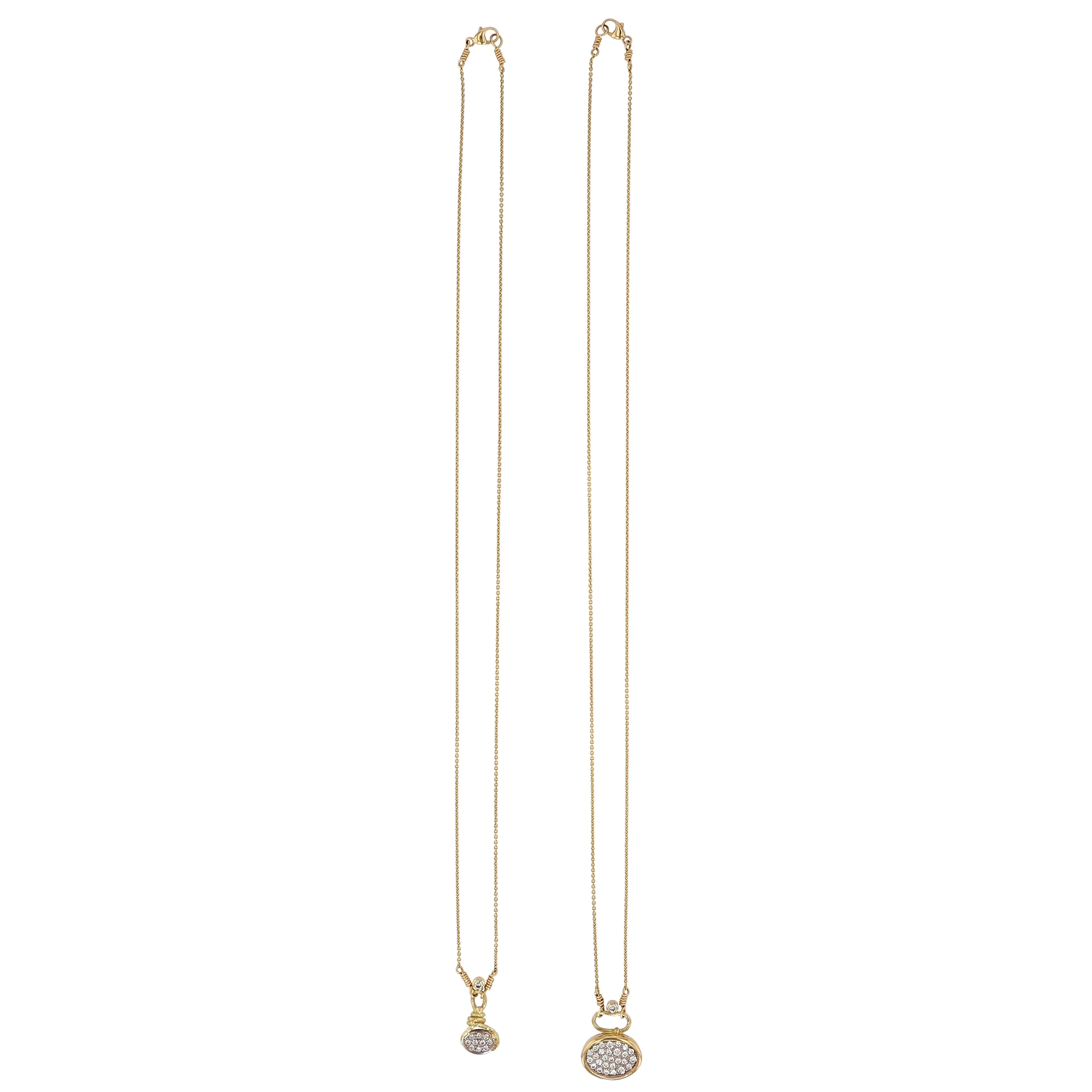 Pav?? 18K & 22K Gold & Whitegold Necklace w. 11 Diamonds