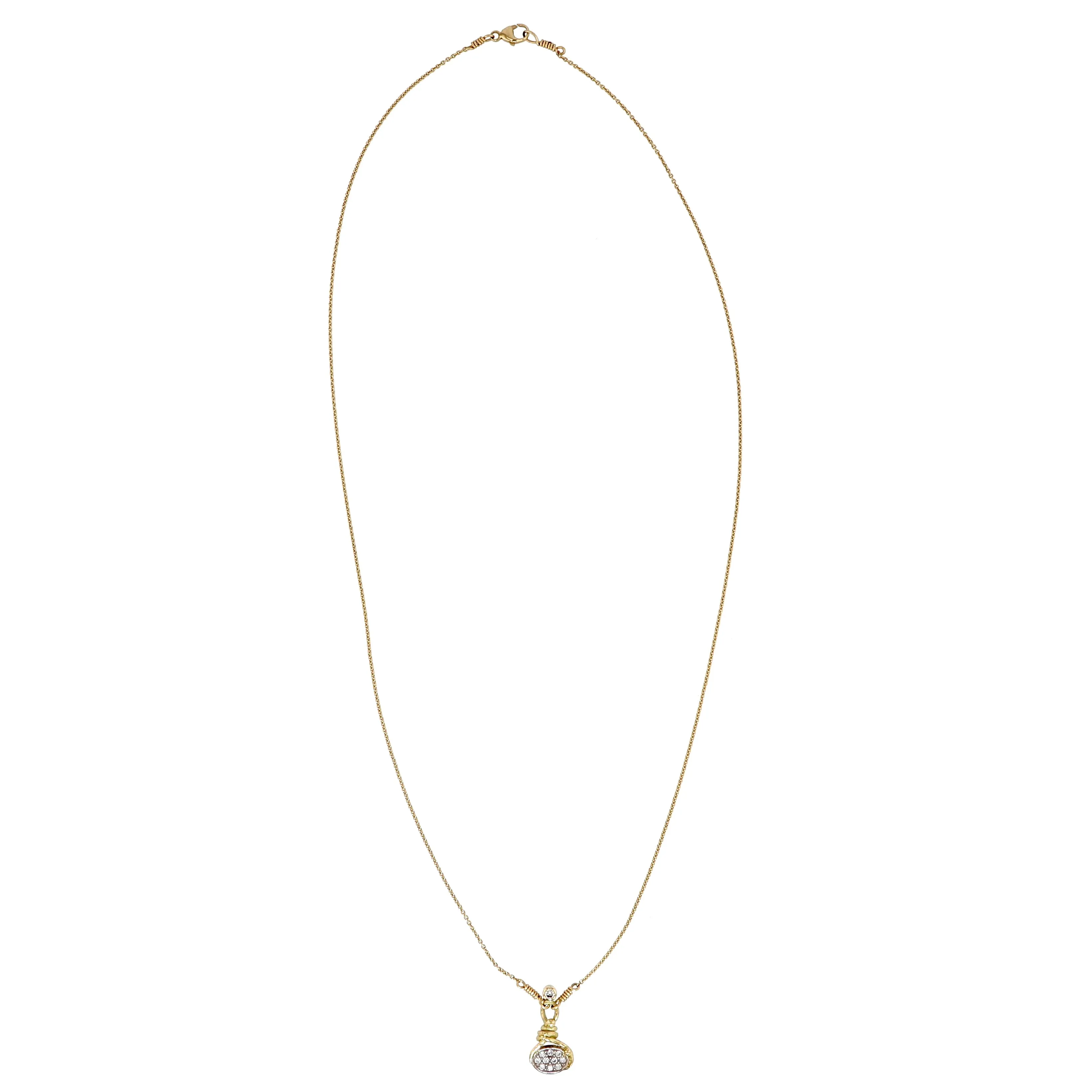 Pav?? 18K & 22K Gold & Whitegold Necklace w. 11 Diamonds
