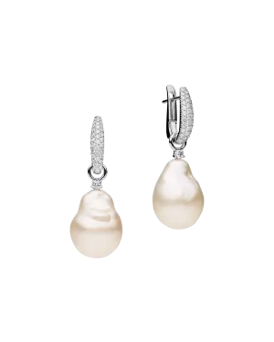 Pav?? Diamond Pearls My Way Earrings | 12mm Baroque Pearls, Diamonds and White Gold