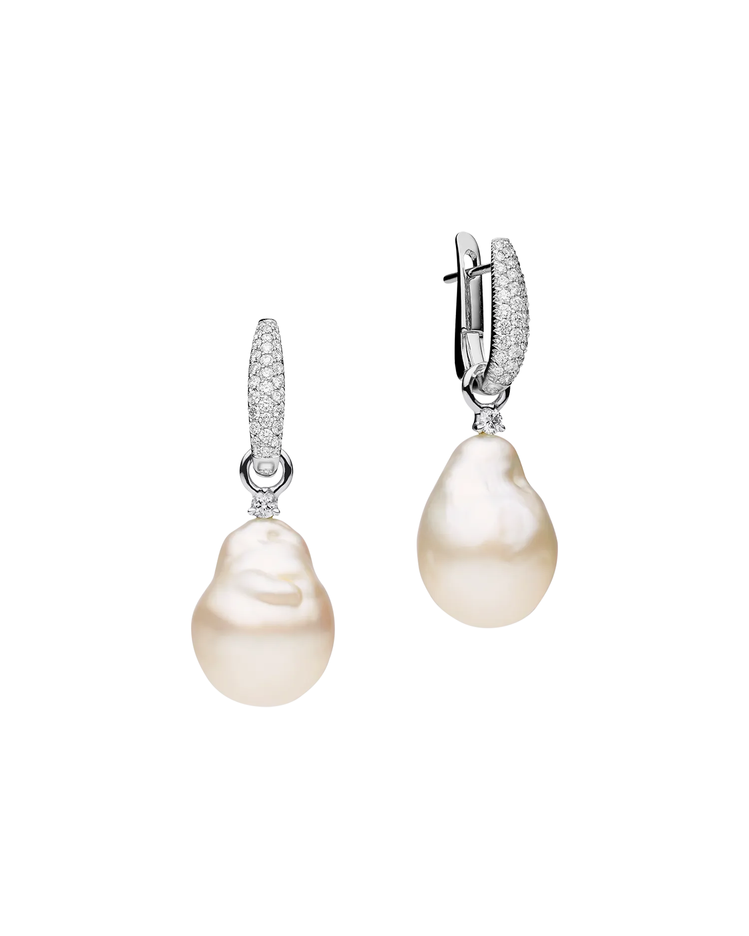Pav?? Diamond Pearls My Way Earrings | 12mm Baroque Pearls, Diamonds and White Gold