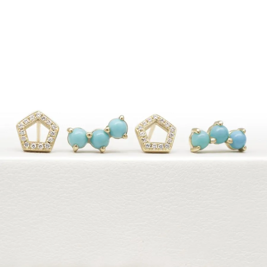 Pave Pentagonal Stud Earring