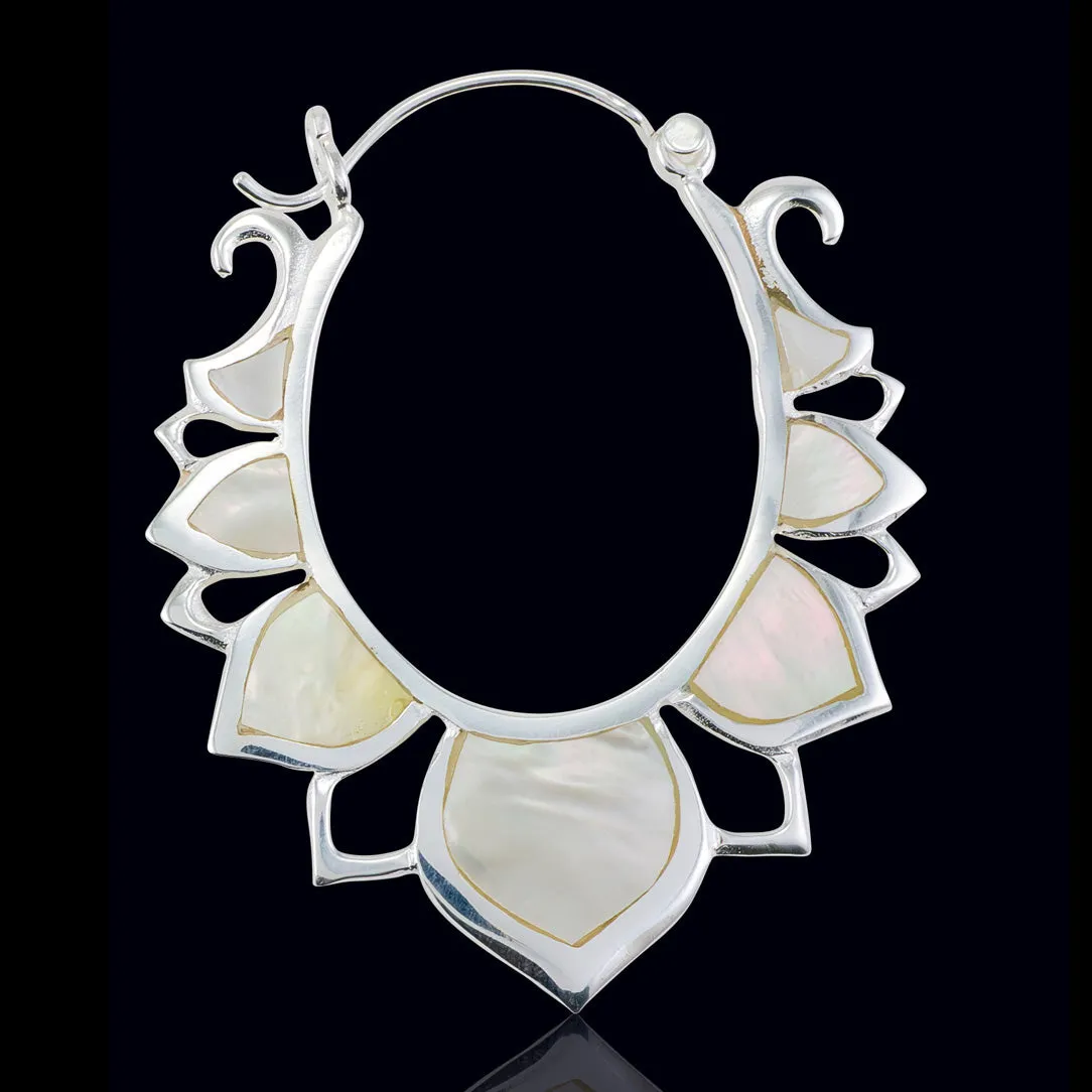 Pearl Lotus Drops - Silver Post