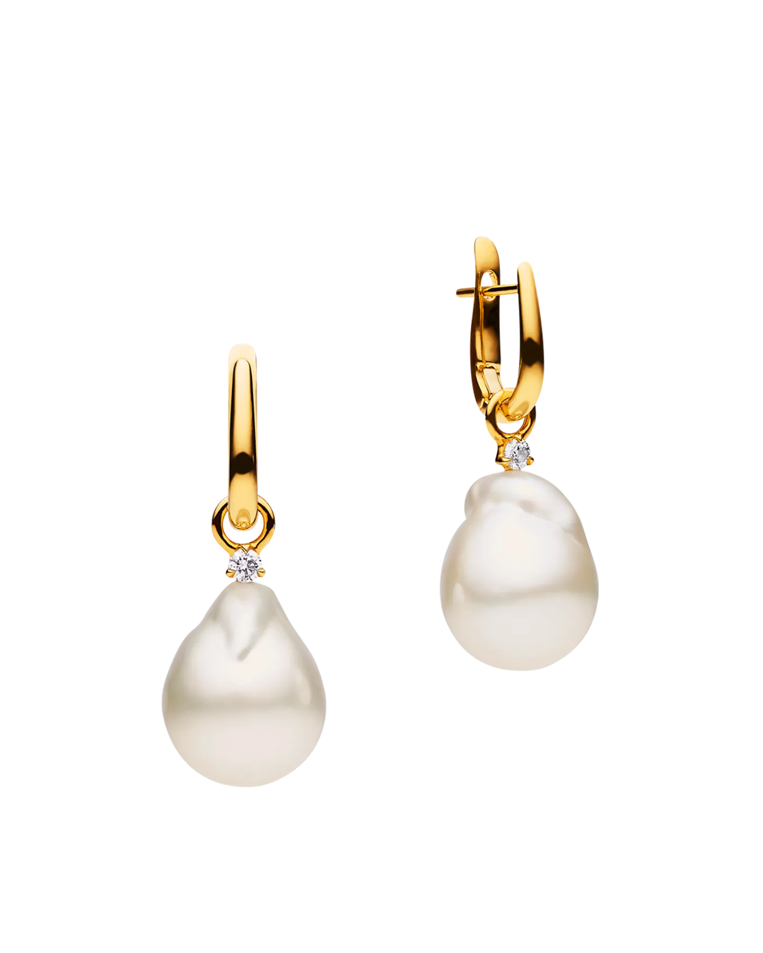 Pearls My Way Earrings | 12mm Baroque Pearls, Diamonds, and Yellow Gold