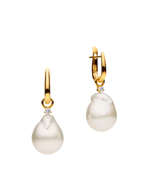 Pearls My Way Earrings | 12mm Baroque Pearls, Diamonds, and Yellow Gold