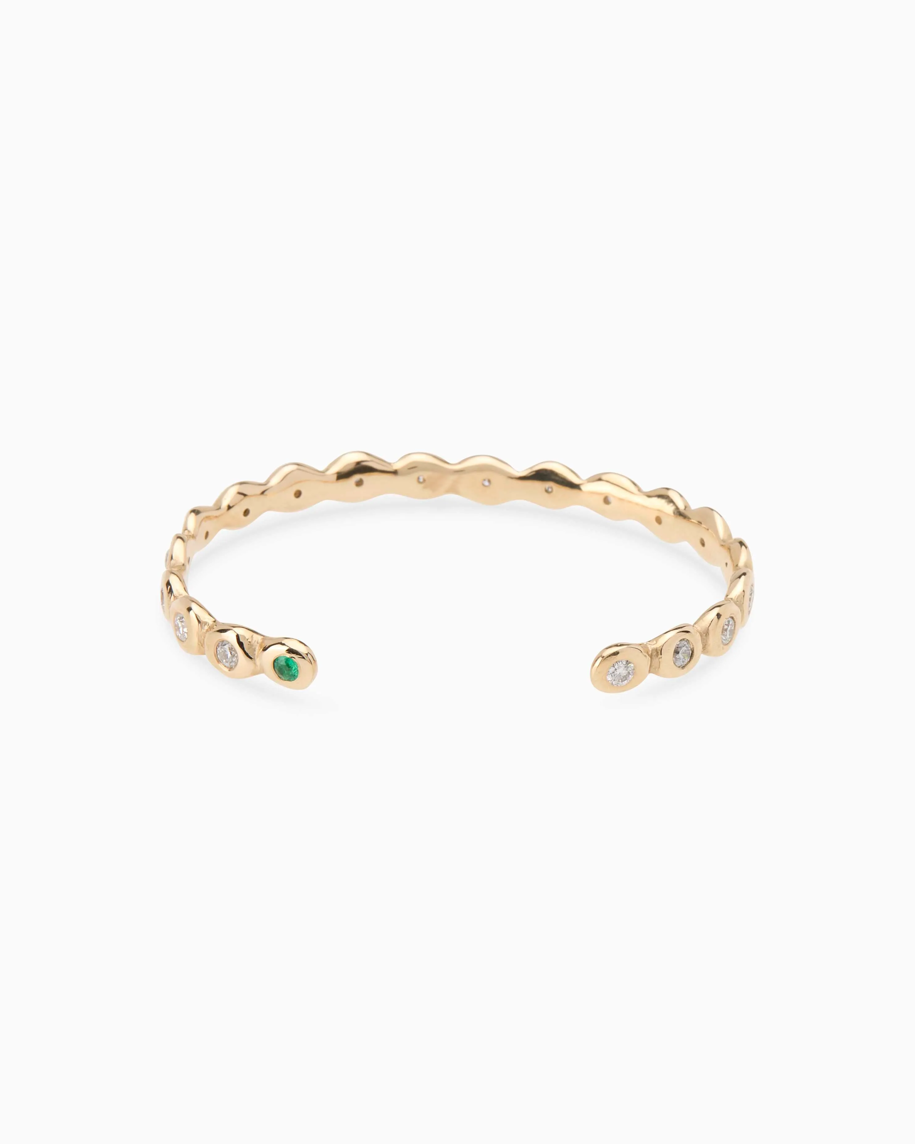 Pebble Diamond Cuff  | Solid Yellow Gold