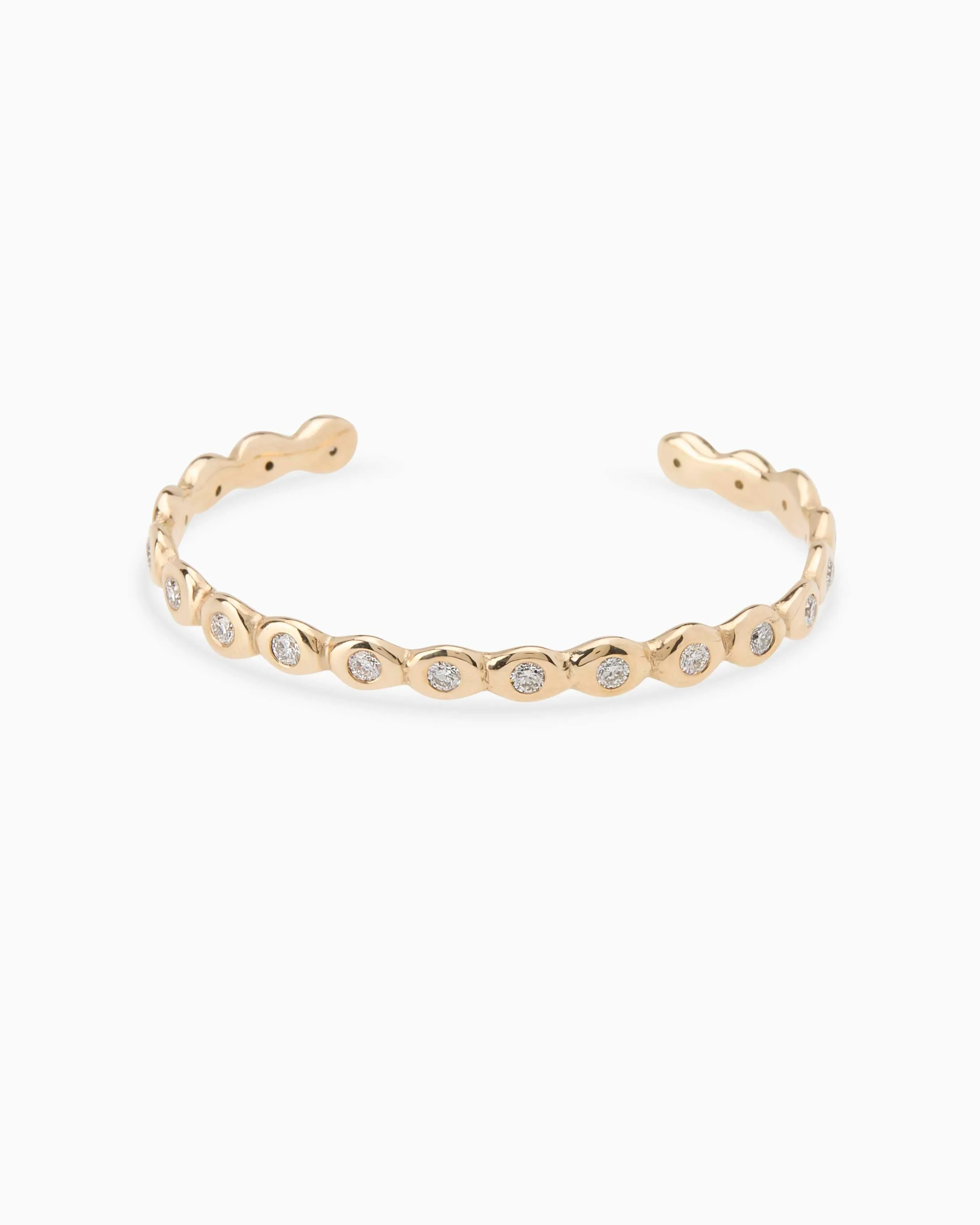 Pebble Diamond Cuff  | Solid Yellow Gold