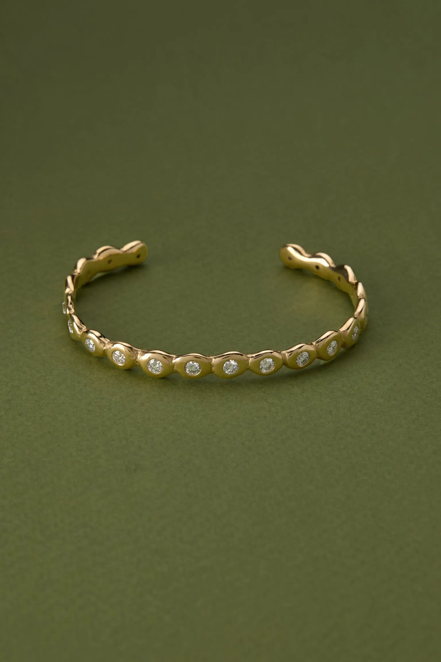 Pebble Diamond Cuff  | Solid Yellow Gold