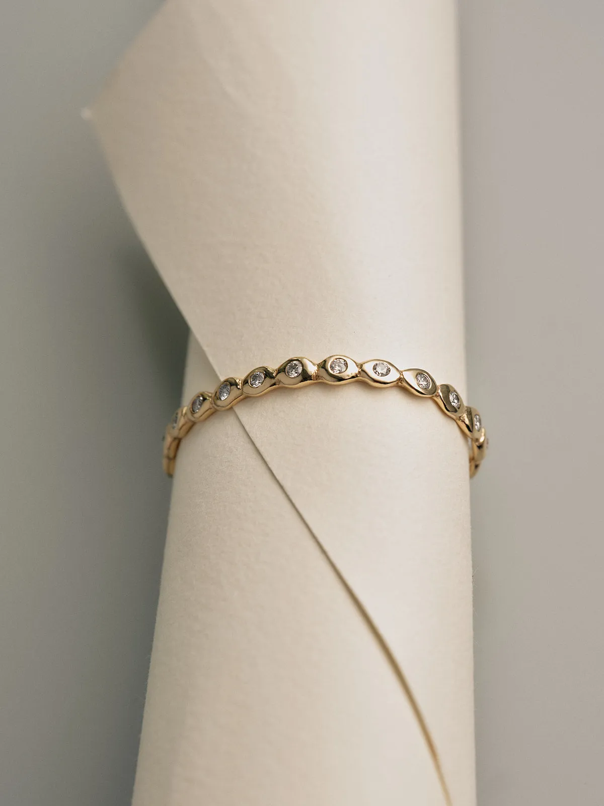 Pebble Diamond Cuff  | Solid Yellow Gold