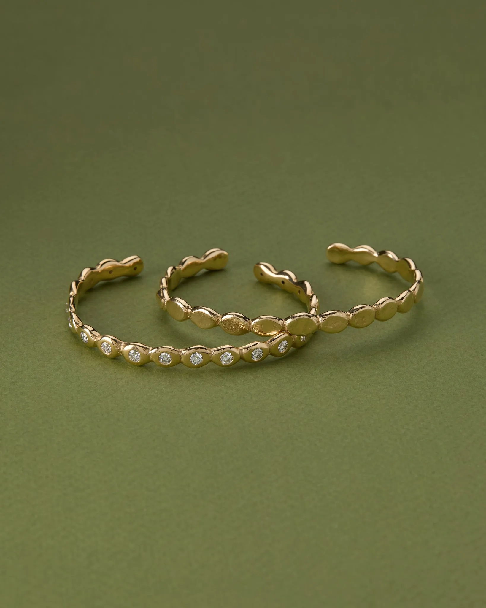 Pebble Diamond Cuff  | Solid Yellow Gold