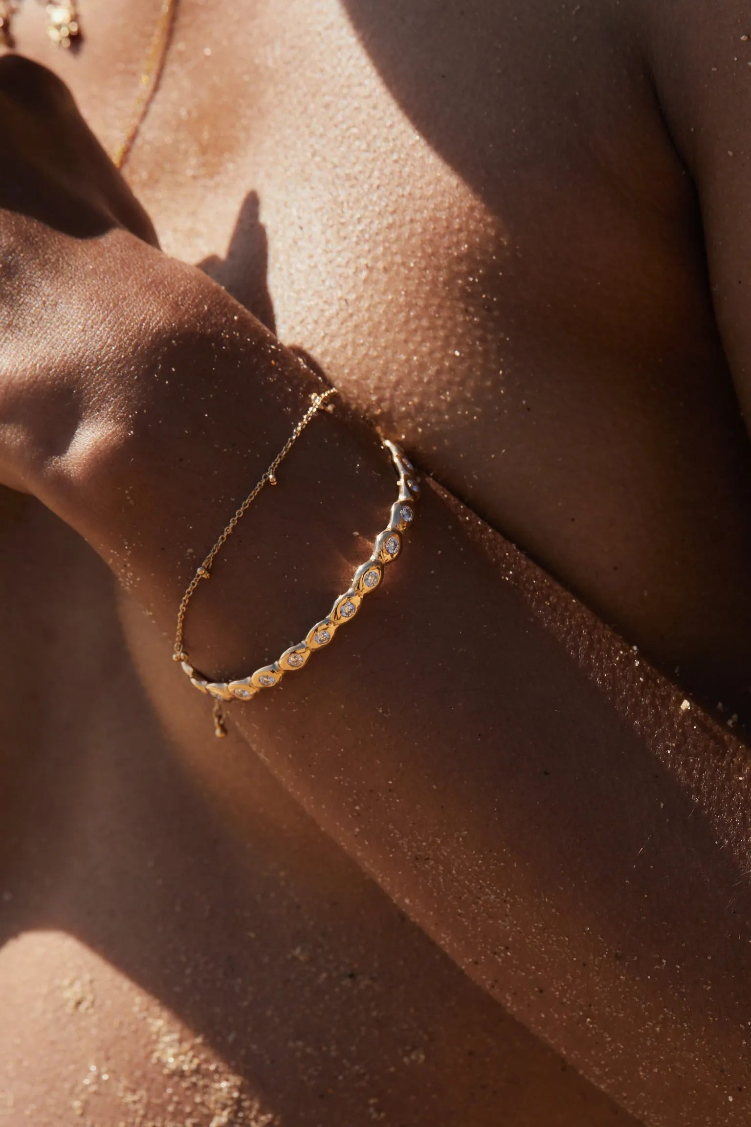Pebble Diamond Cuff  | Solid Yellow Gold