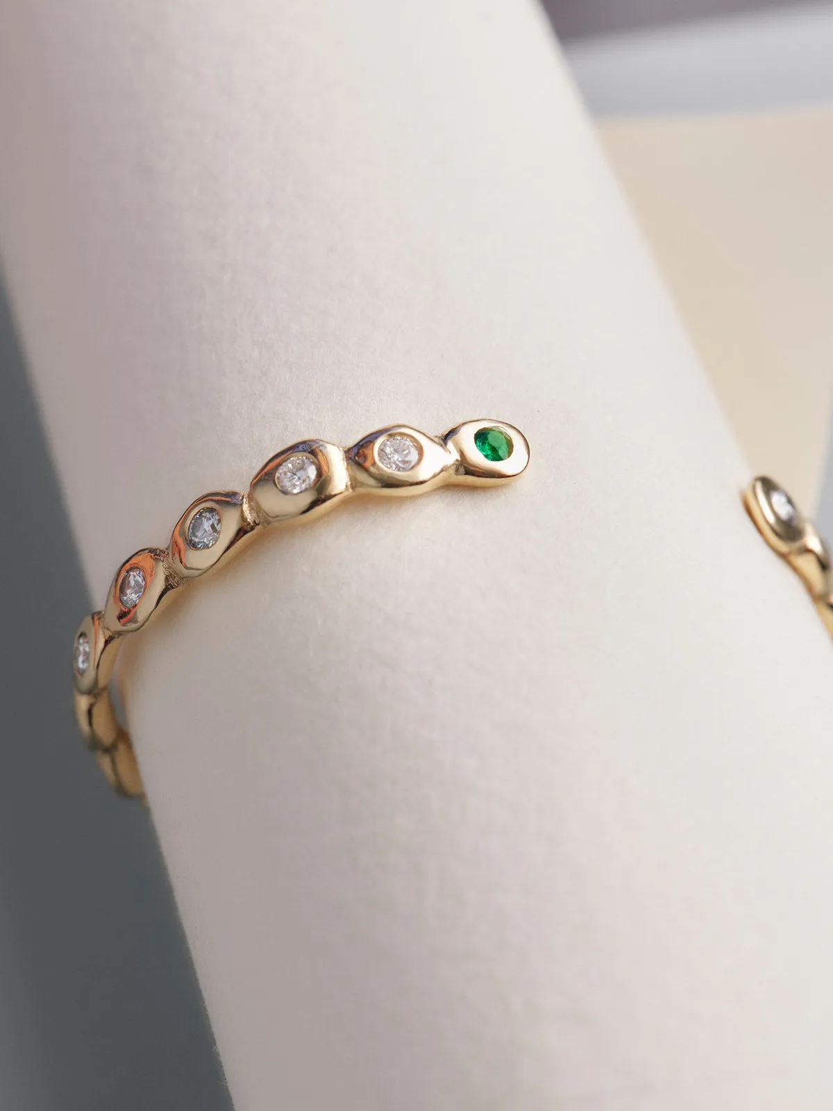 Pebble Diamond Cuff  | Solid Yellow Gold