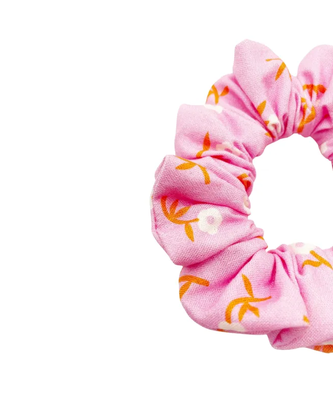 Pink Floral Scrunchie
