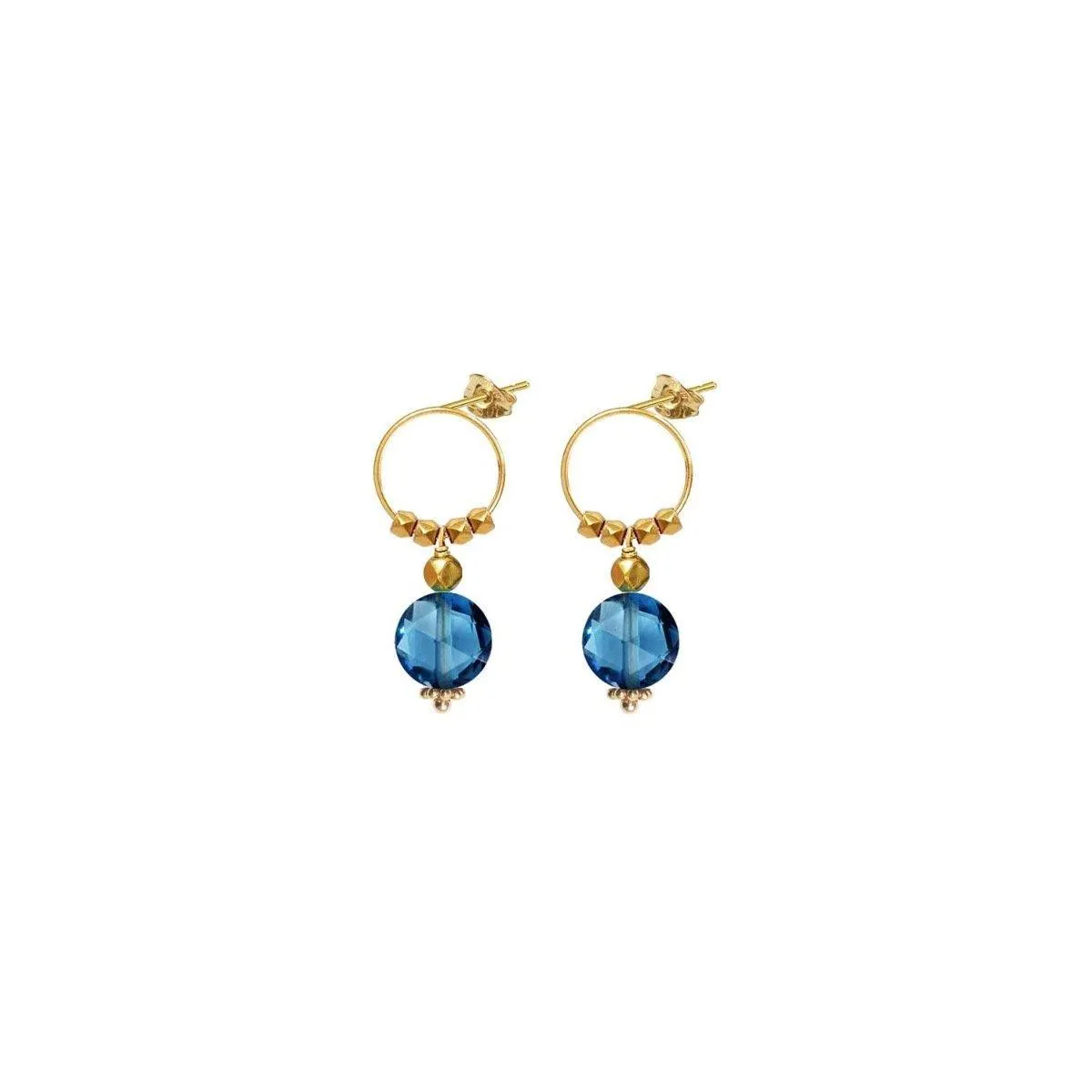 Pop Satellite Earrings Blue Topaz - 18k Gold