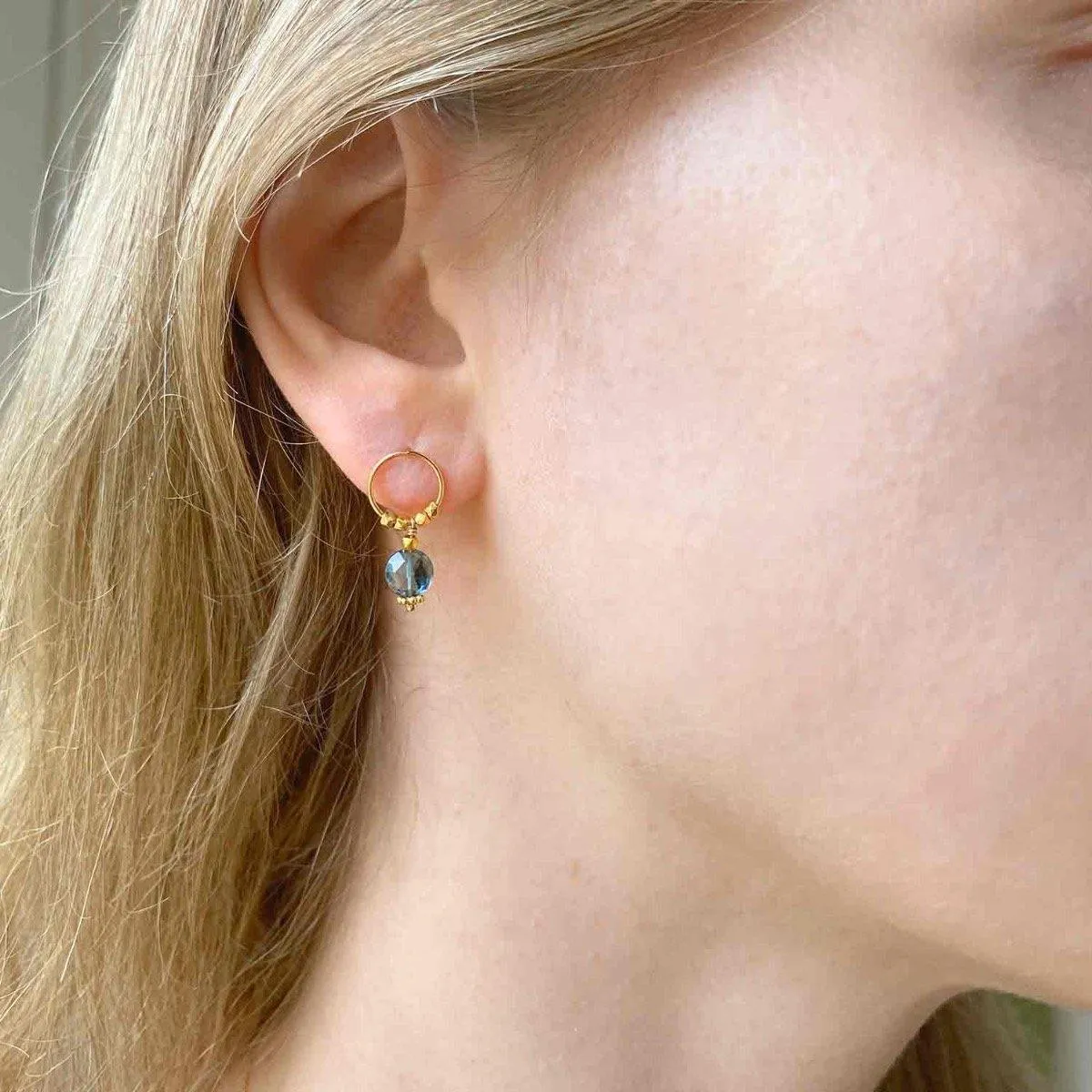 Pop Satellite Earrings Blue Topaz - 18k Gold