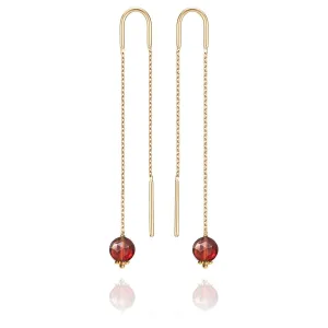Pop Threader Earrings Red Garnet - 18k Gold