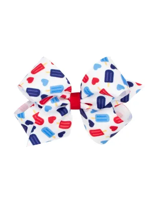 Printed Grosgrain Bow - Popsicle