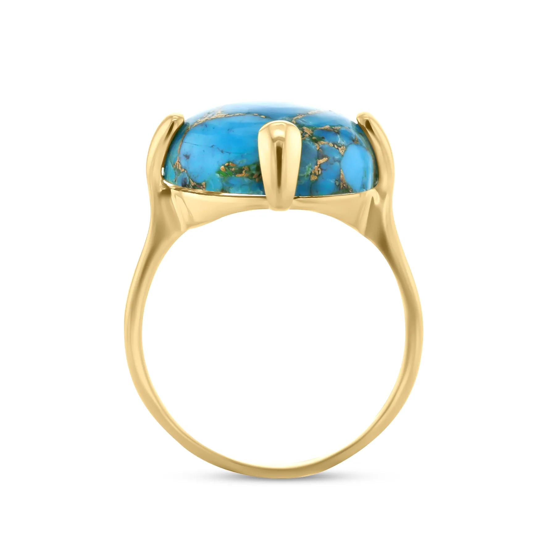 Ring in 925 Silver gilded with 18k yellow gold assembled with Turquoise