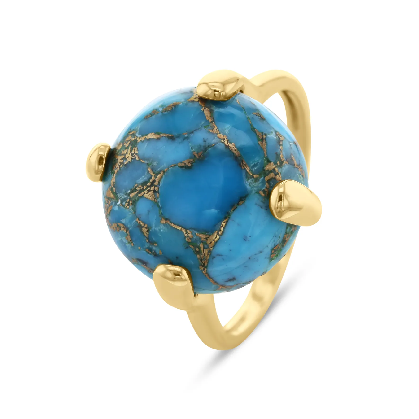 Ring in 925 Silver gilded with 18k yellow gold assembled with Turquoise