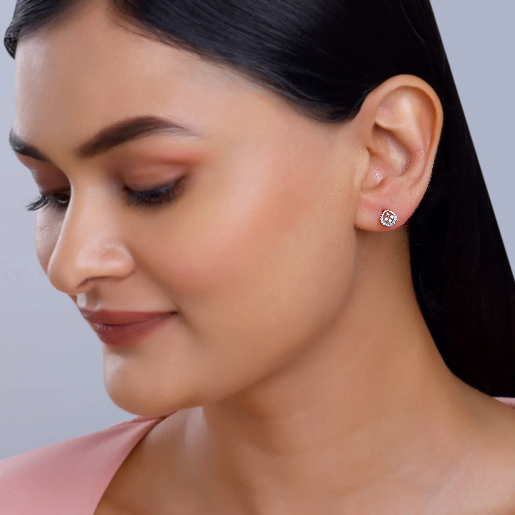 Rose Gold Dazzle Duo Diamond Earrings