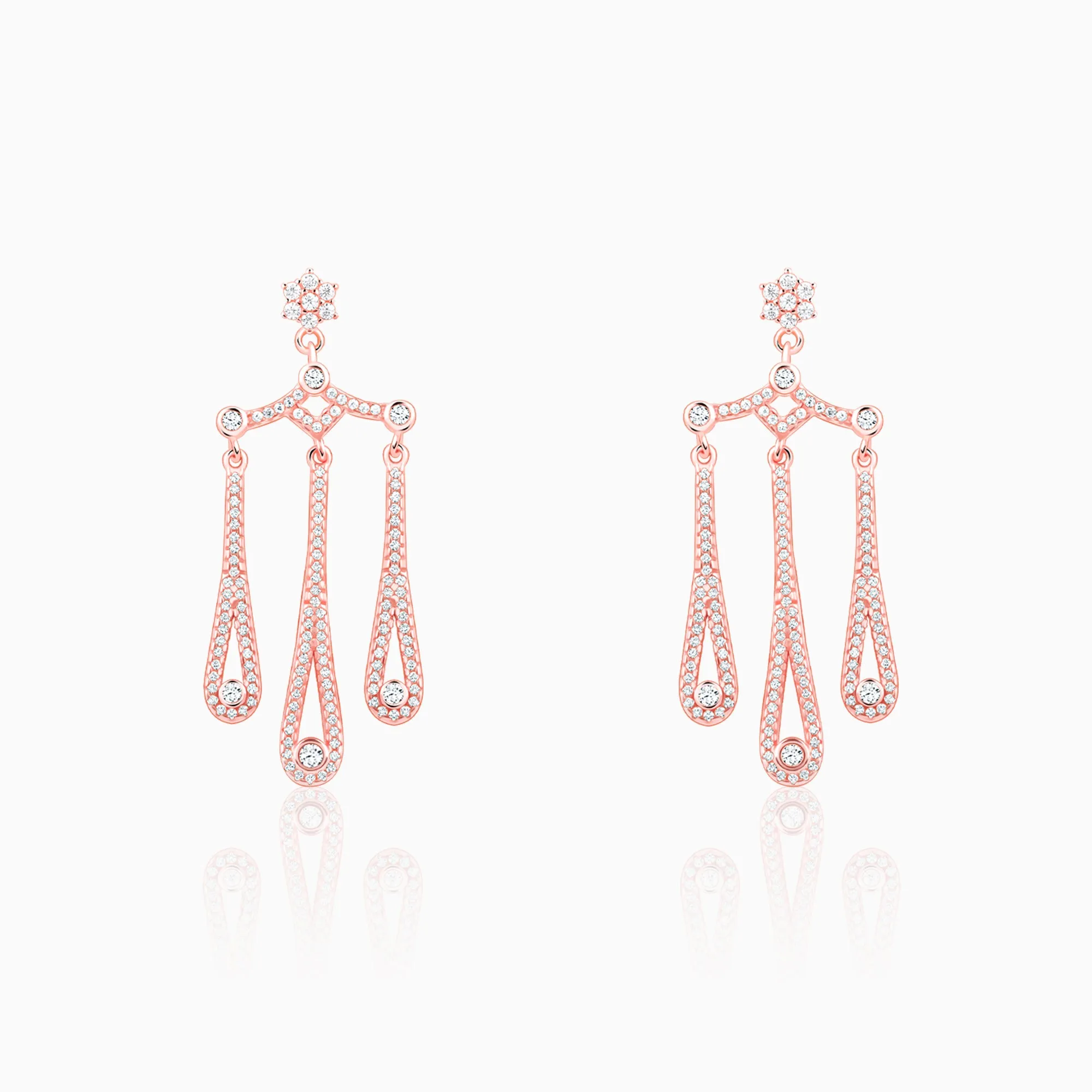 Rose Gold Gleaming Spark Earrings