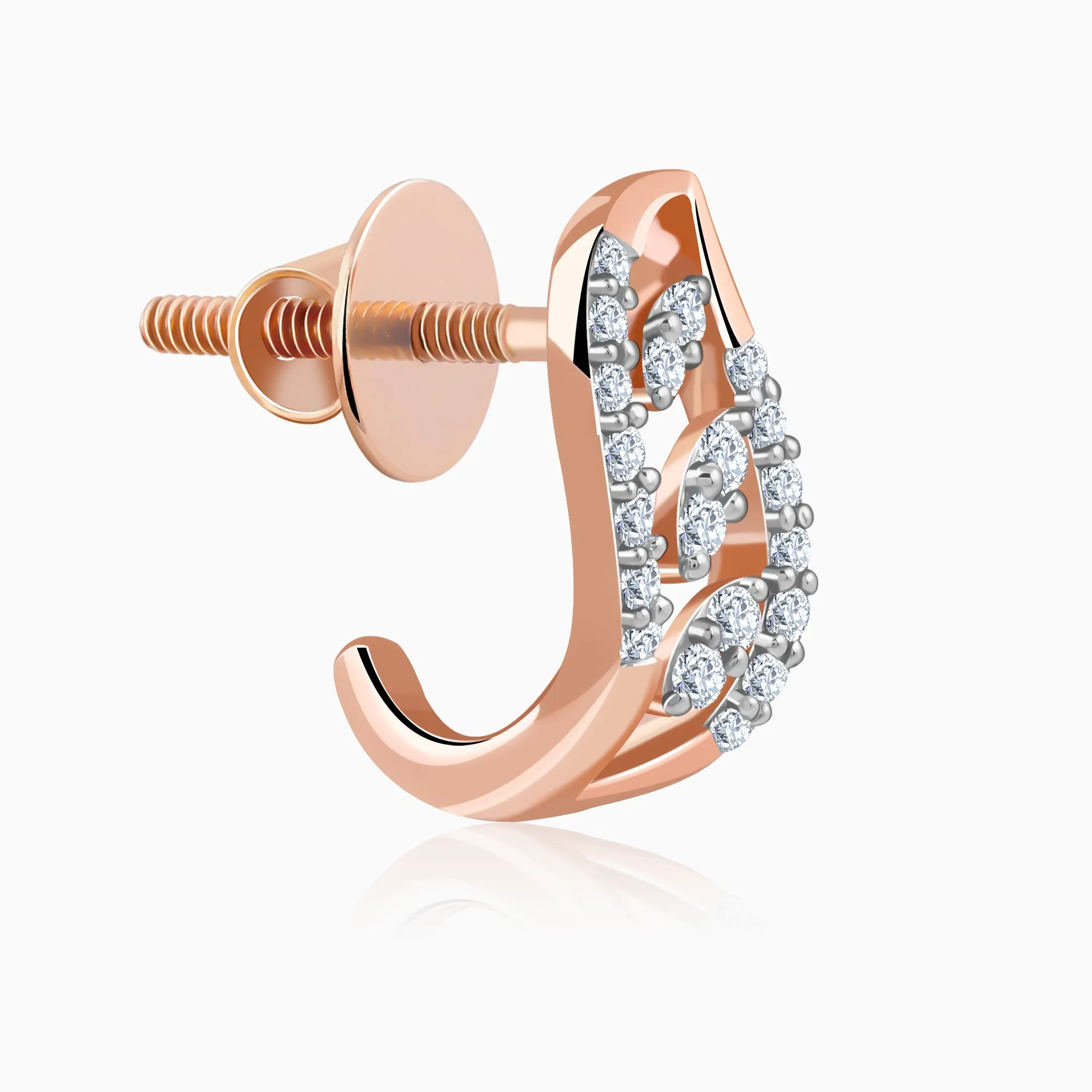 Rose Gold Luna J-hoop Diamond Earrings