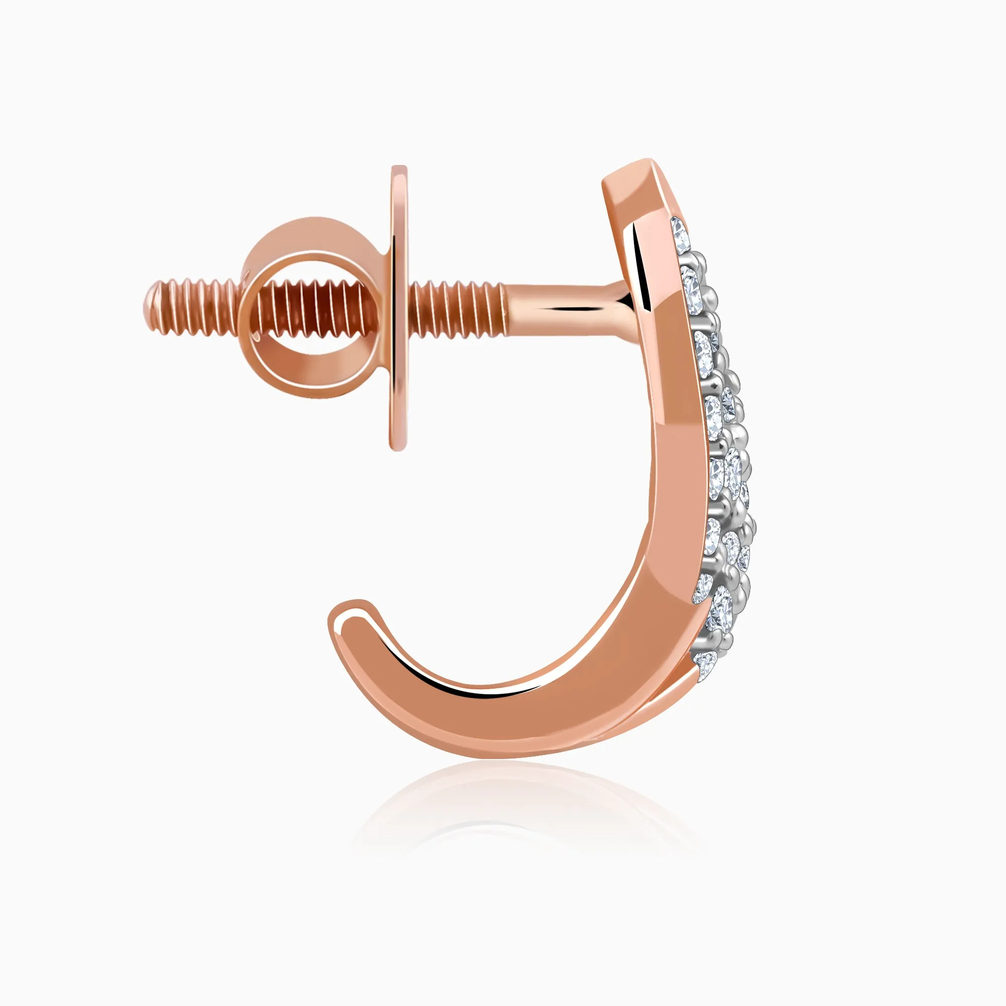 Rose Gold Luna J-hoop Diamond Earrings