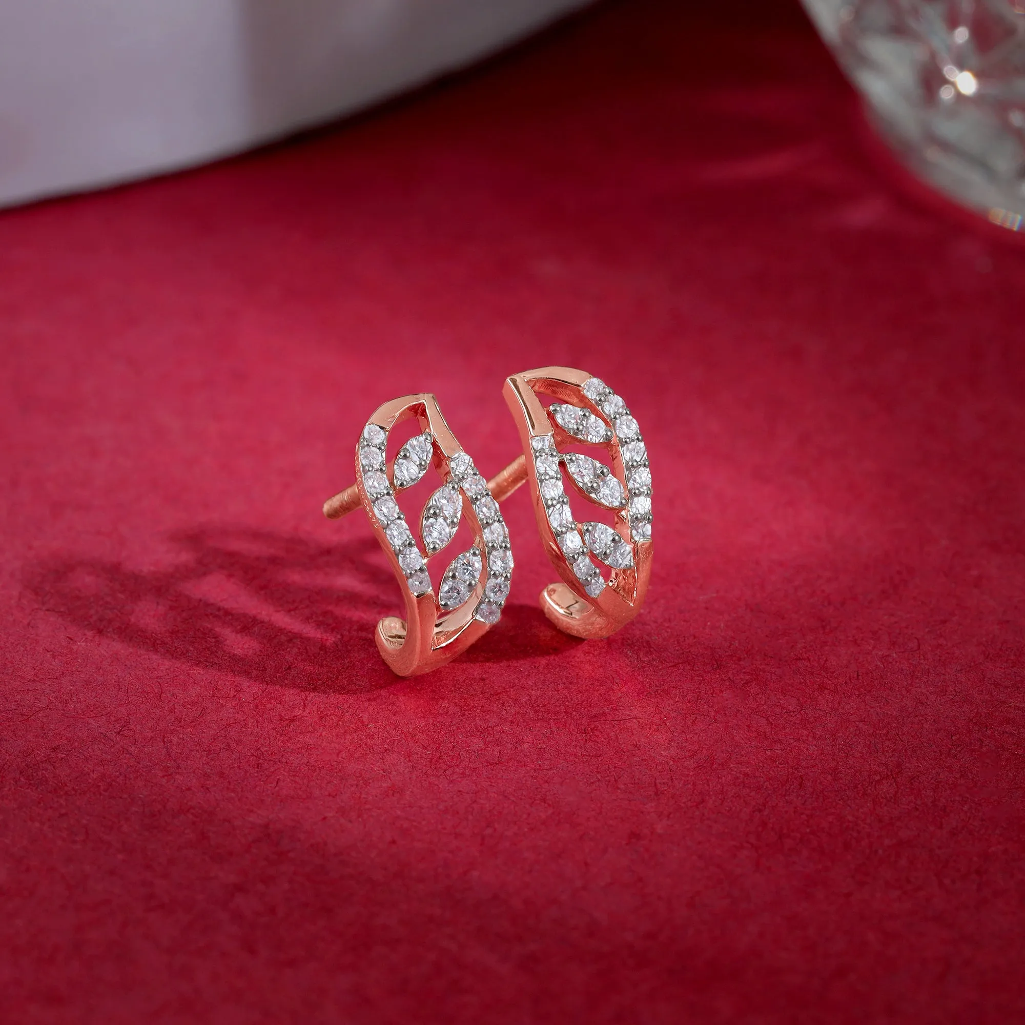 Rose Gold Luna J-hoop Diamond Earrings