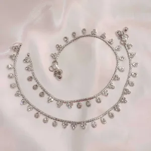 Silver Polki Anklet, Jhanjar