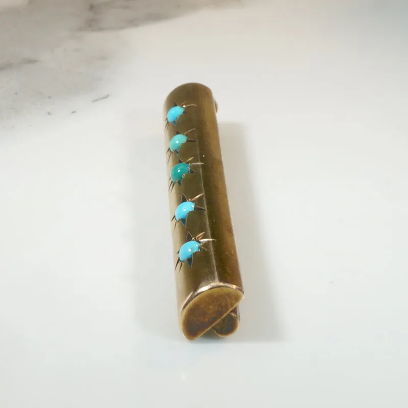 Star-Set Turquoise in Gold Bar Pin