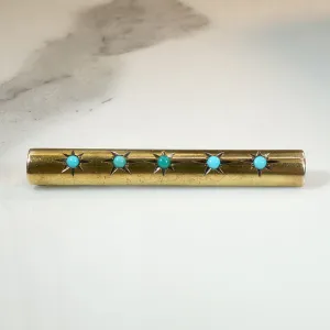 Star-Set Turquoise in Gold Bar Pin