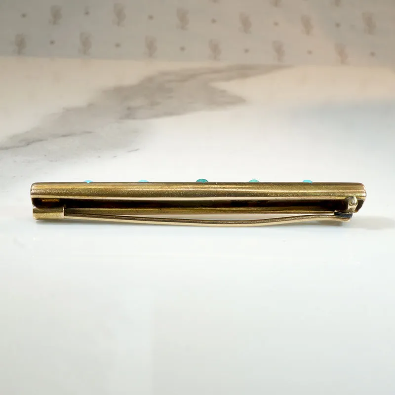 Star-Set Turquoise in Gold Bar Pin