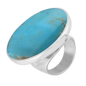 Sterling Silver Turquoise King's Coronation Hallmark Large Round Ring D