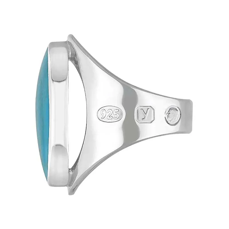 Sterling Silver Turquoise King's Coronation Hallmark Medium Oval Ring D