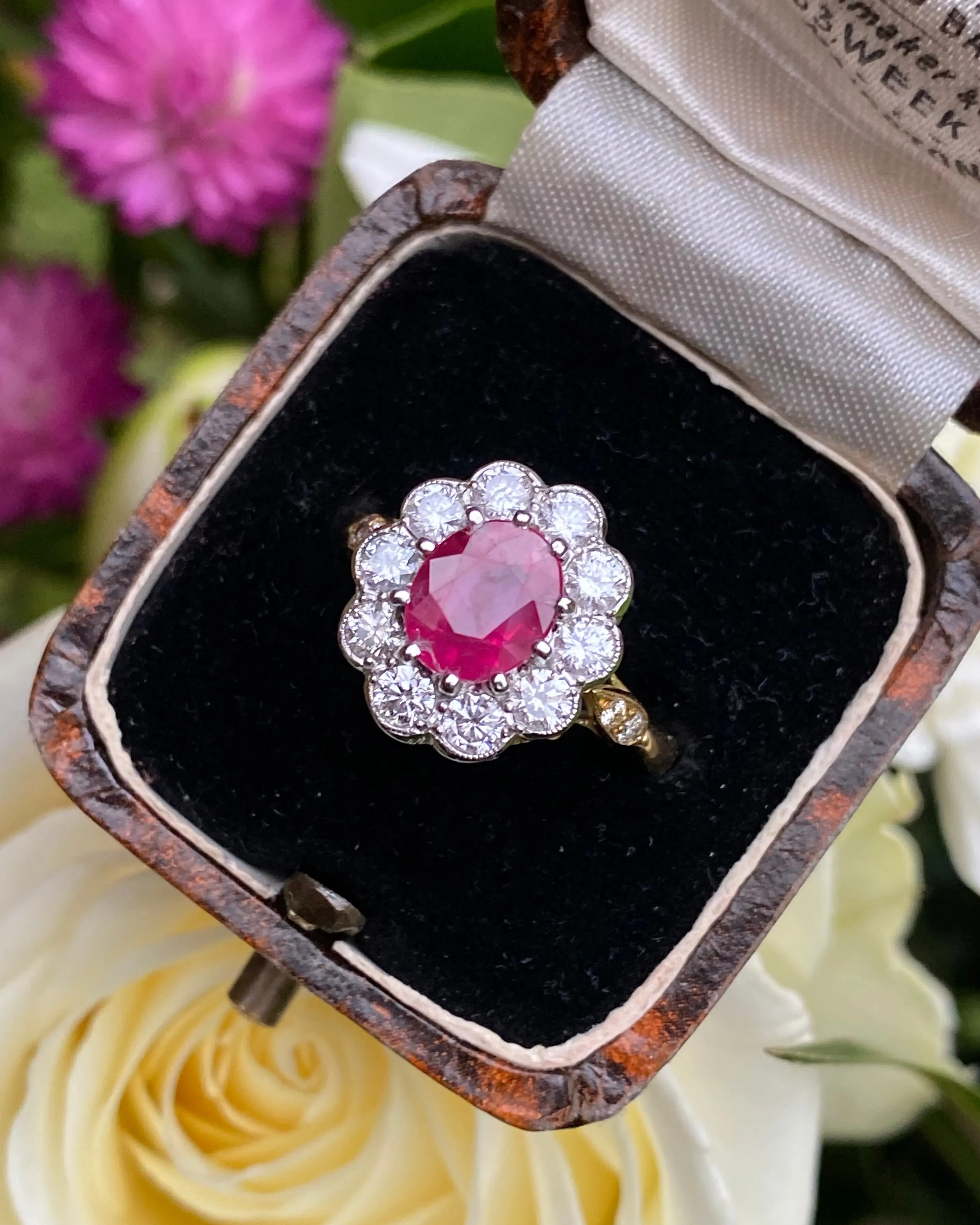 Victorian Ruby and Diamond Cluster Ring 18ct Yellow Gold 0.95ct   1.90ct