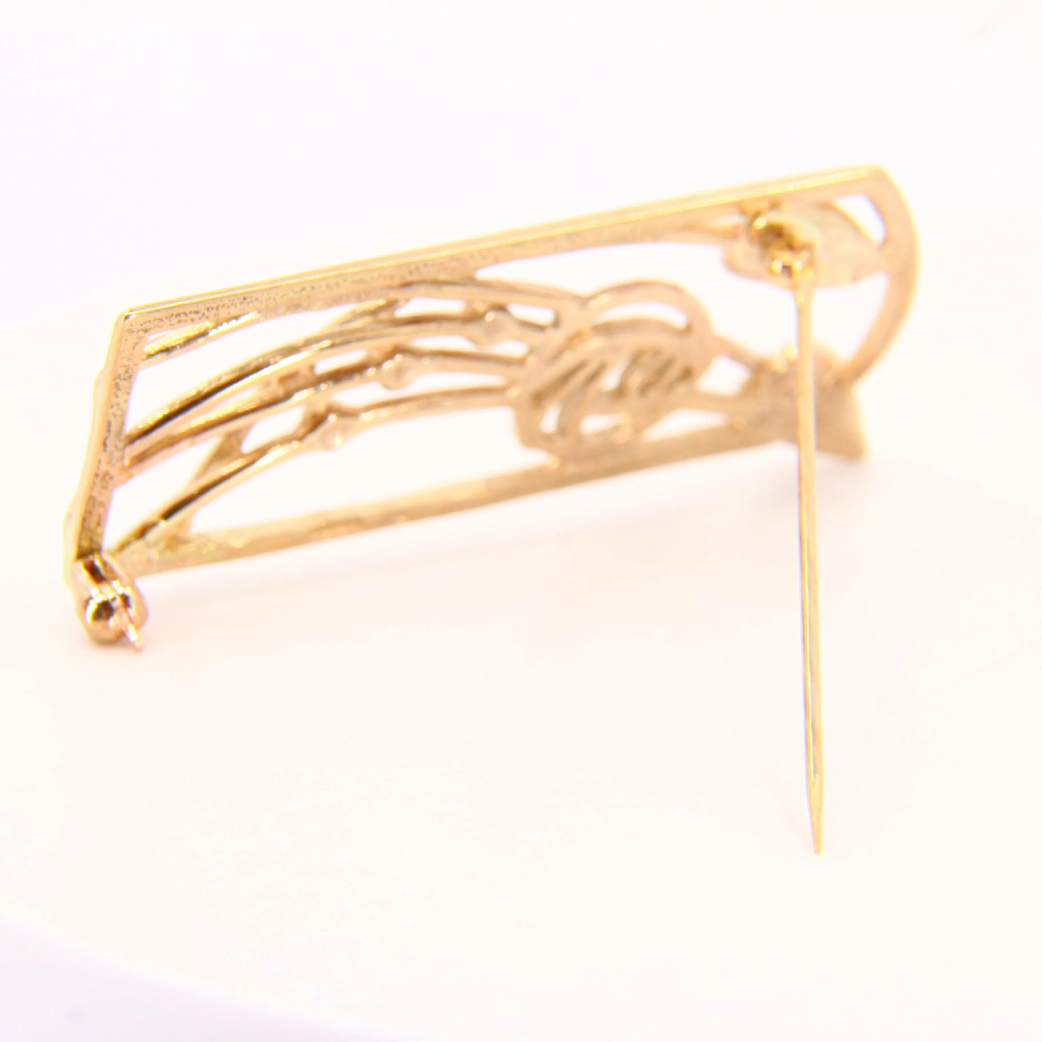 Vintage 9ct Charles Rennie Mackintosh Gold Brooch Hallmarked Yellow Gold Boxed