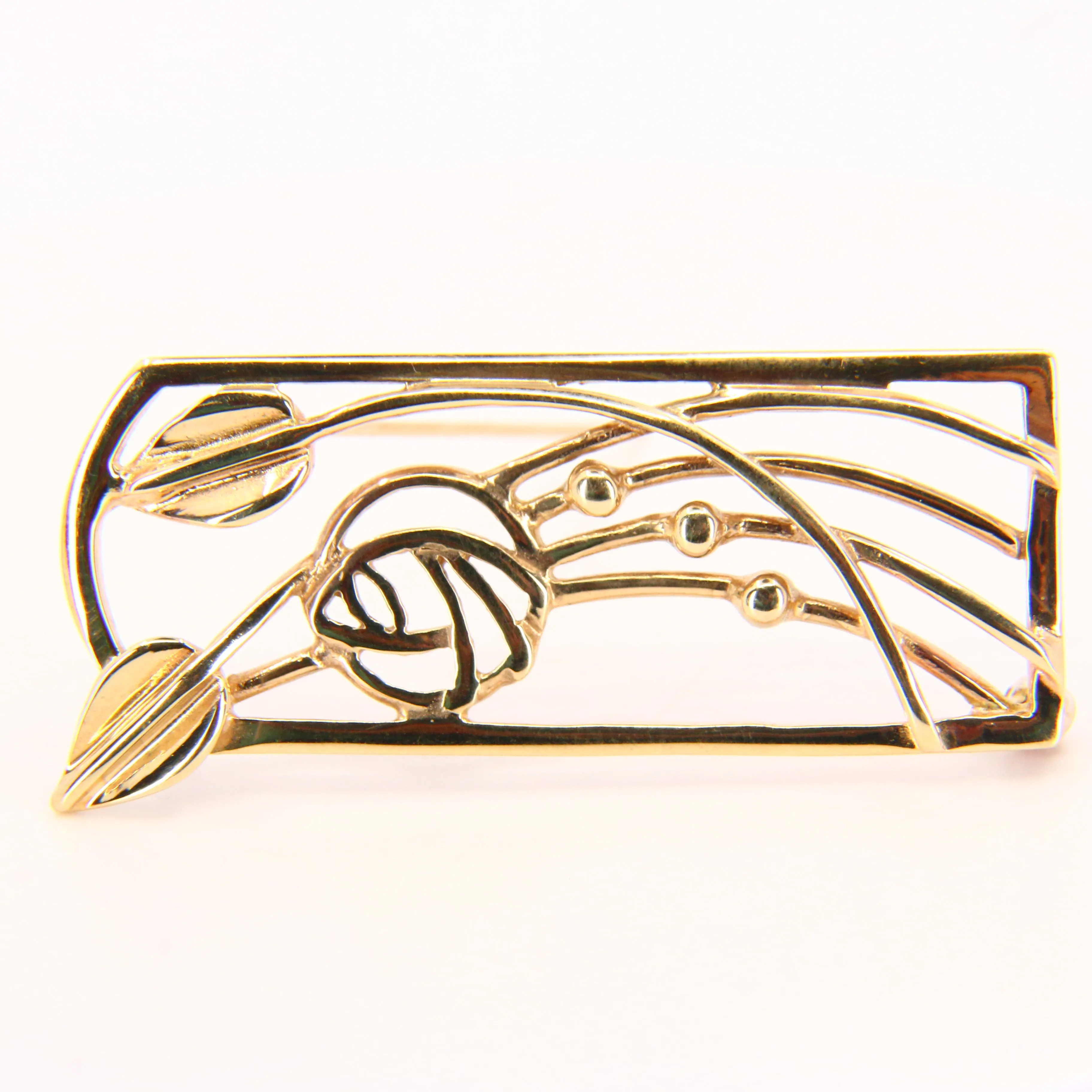 Vintage 9ct Charles Rennie Mackintosh Gold Brooch Hallmarked Yellow Gold Boxed