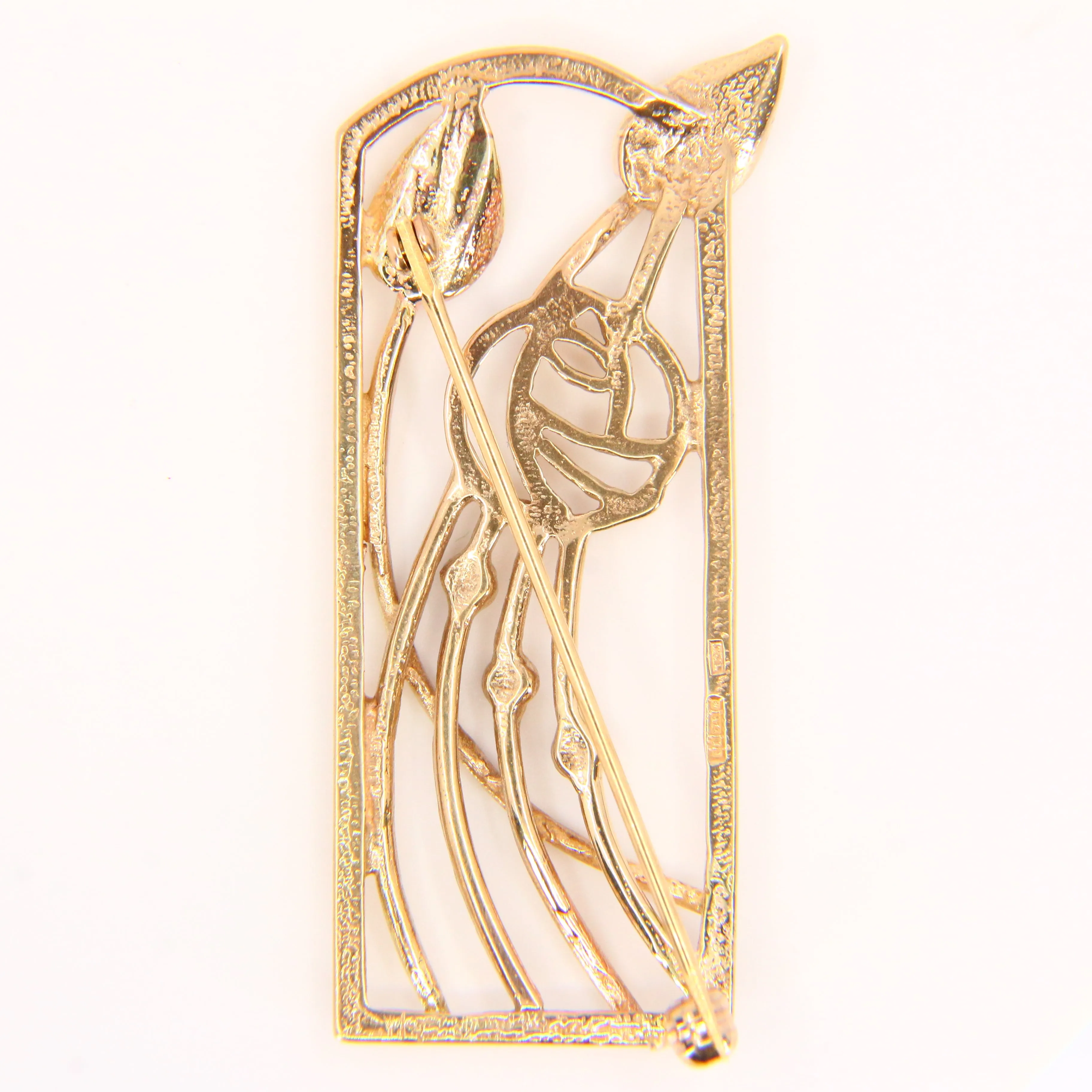 Vintage 9ct Charles Rennie Mackintosh Gold Brooch Hallmarked Yellow Gold Boxed