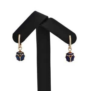 Vintage Blue and Red Enamel 18K Gold Ladybug Earring Enhancers