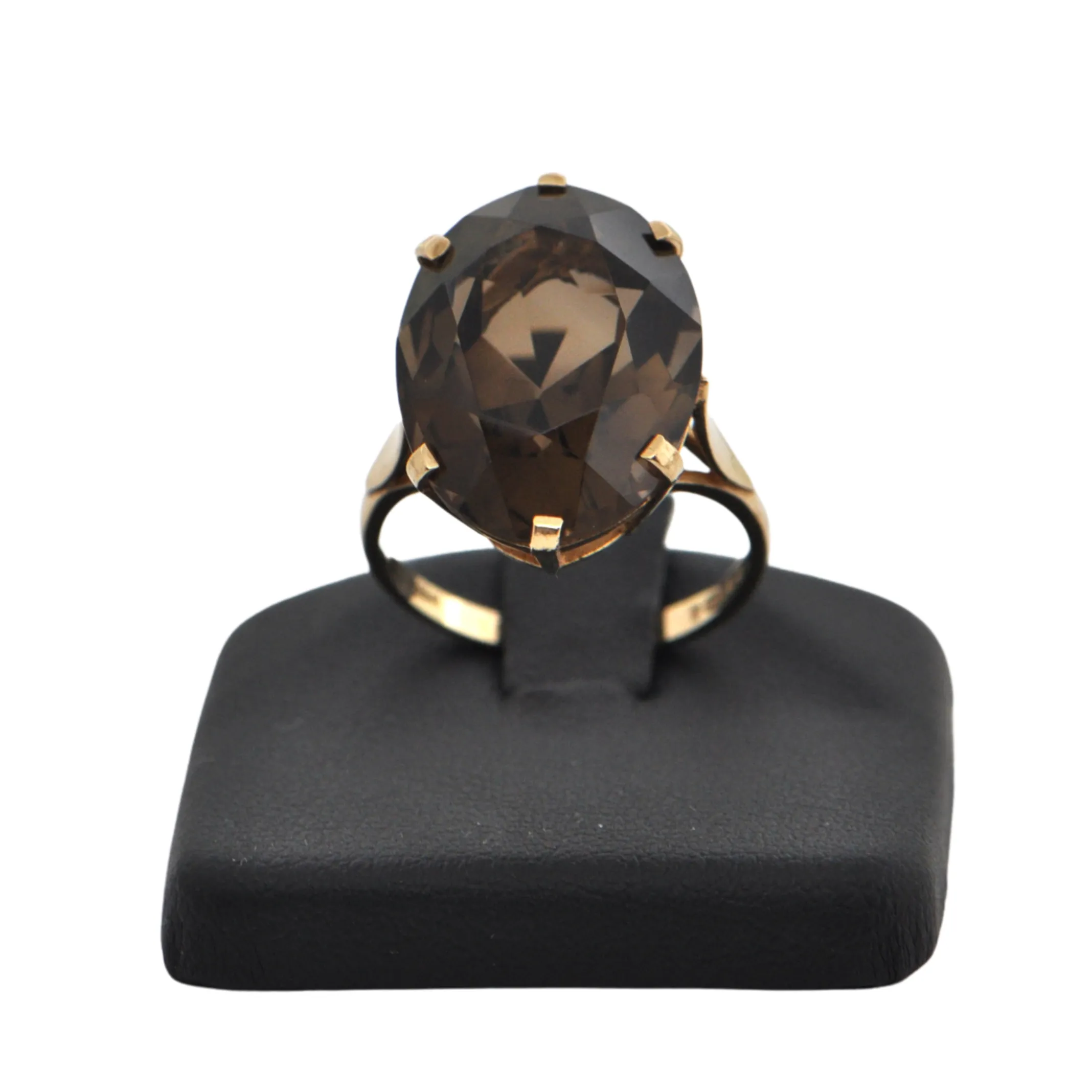 Vintage English 9K Yellow Gold 18ct Smoky Quartz
