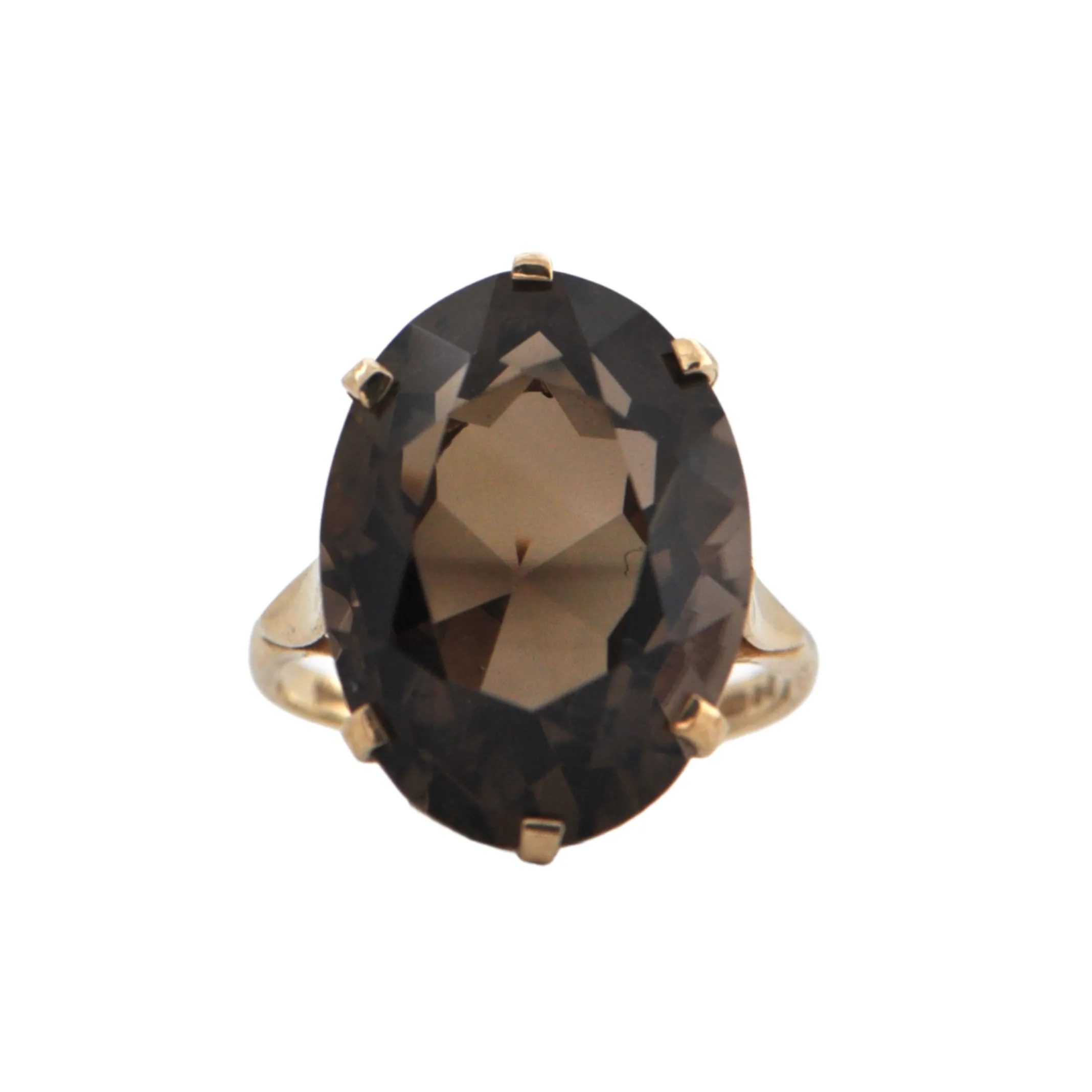 Vintage English 9K Yellow Gold 18ct Smoky Quartz