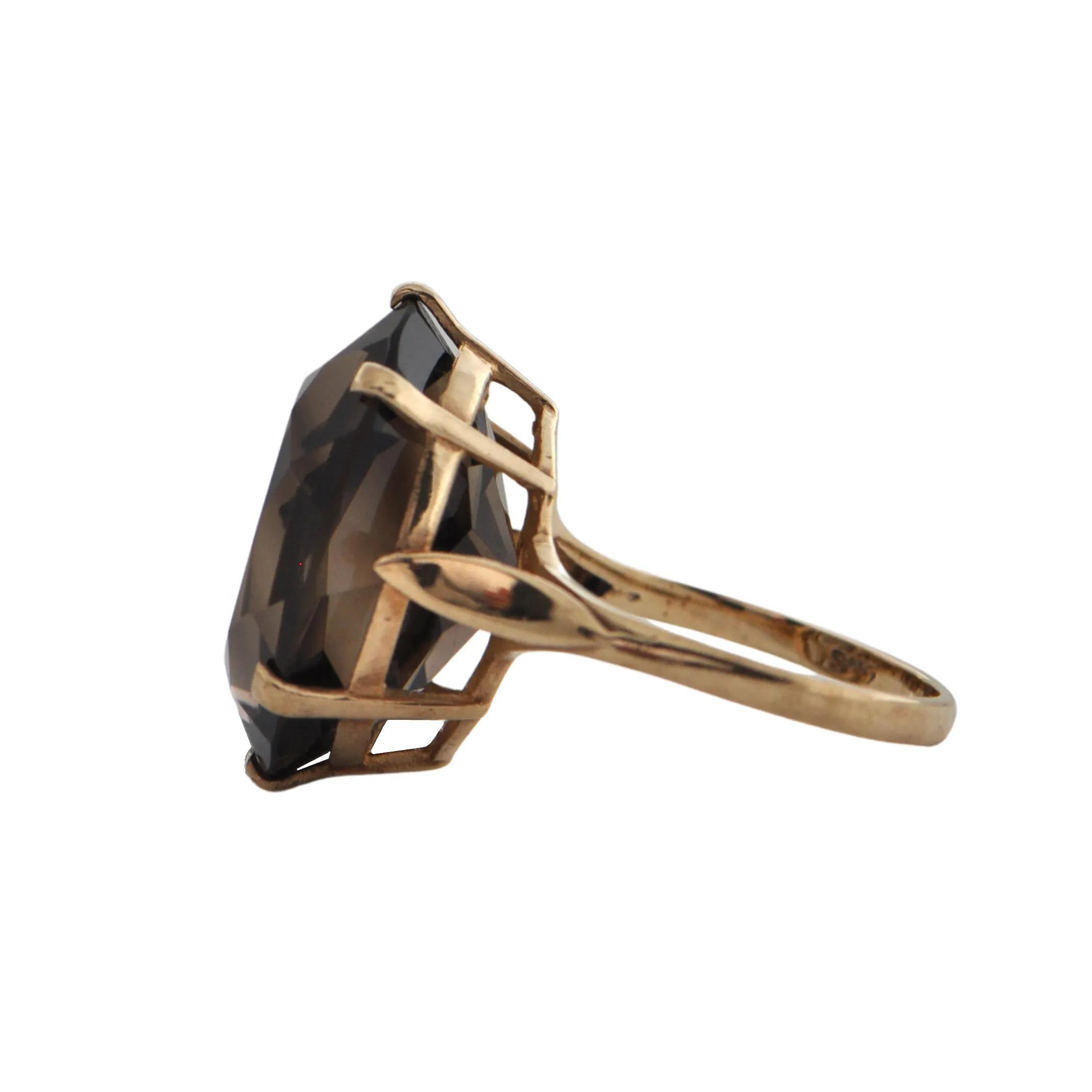 Vintage English 9K Yellow Gold 18ct Smoky Quartz