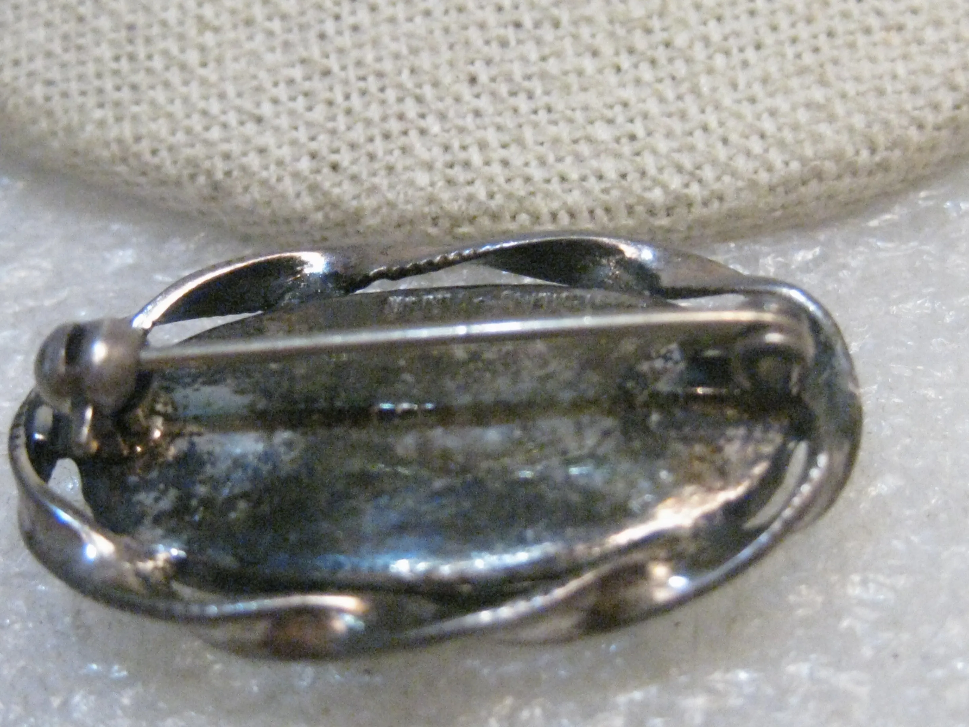 Vintage Sterling Southwestern Serpentine Brooch, 1.25", 8.15 gr., signed JJO, 1960's